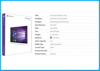 Gói bán lẻ USB Microsoft Windows 10 Pro Phần mềm OEM Key / COA / Giấy phép Kích hoạt BitTorrent Trực tuyến 64 bit